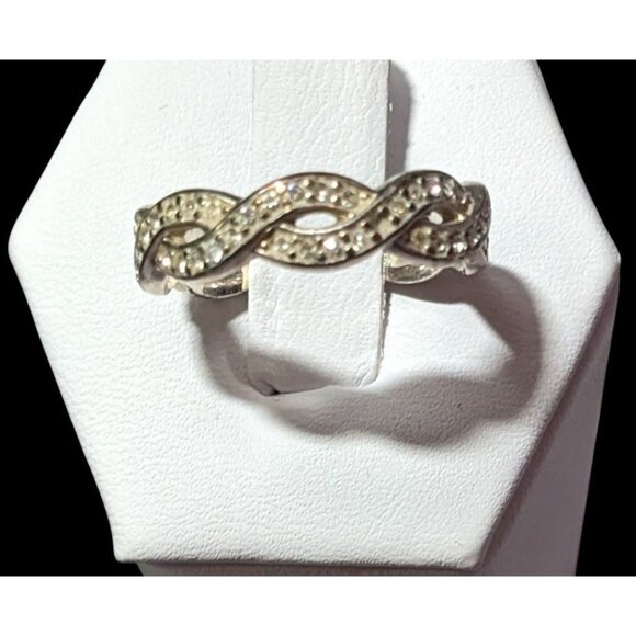 Infinity Clear Stoned Silver Tone Ring Size 8 - Picture 1 of 13